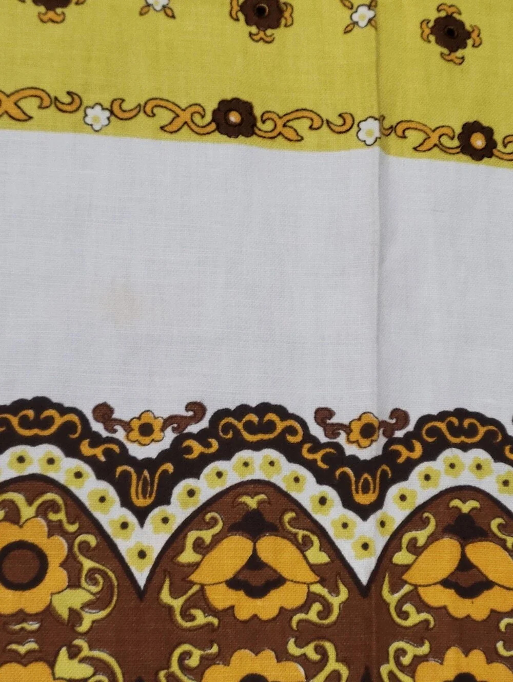 Vtg 1970s Cotton Linen Tablecloth Retro Geometric MCM 58 X 74 Square